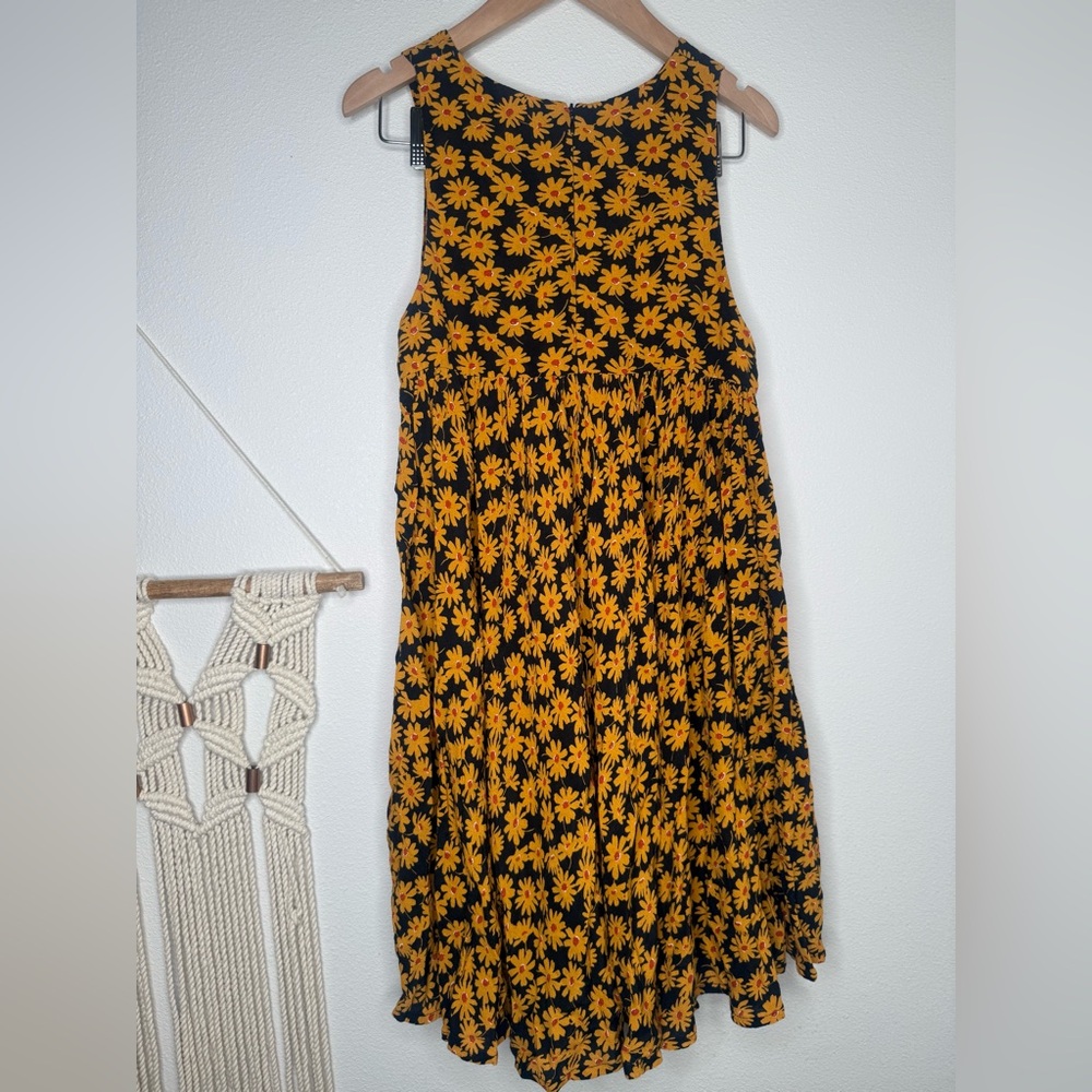 Free People Electric Daisy Mini Dress Yellow Black boho sleeveless - Picture 8 of 10